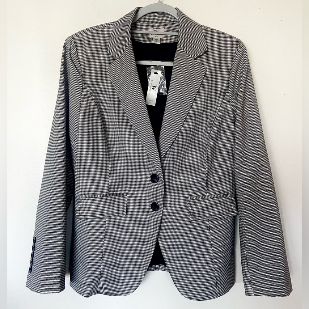 W Worthington women’s Petite houndstooth Black and White Blazer Size 12P